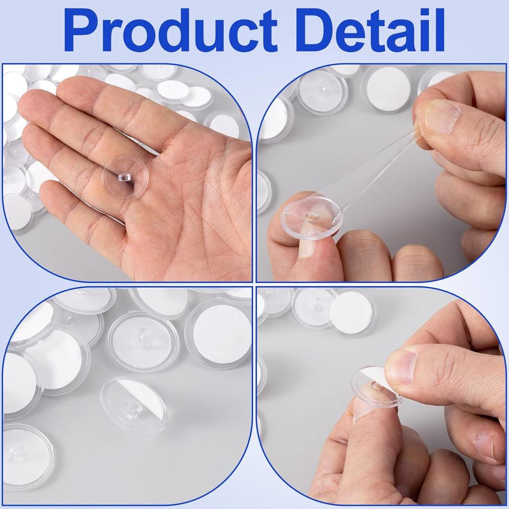 100 Pack Self-Adhesive Ceiling Hooks, No-Drill Ceiling Discs for Hanging, Removable Sticky Wall Hanger for Wedding, Birthday Wall Decoration - Clear