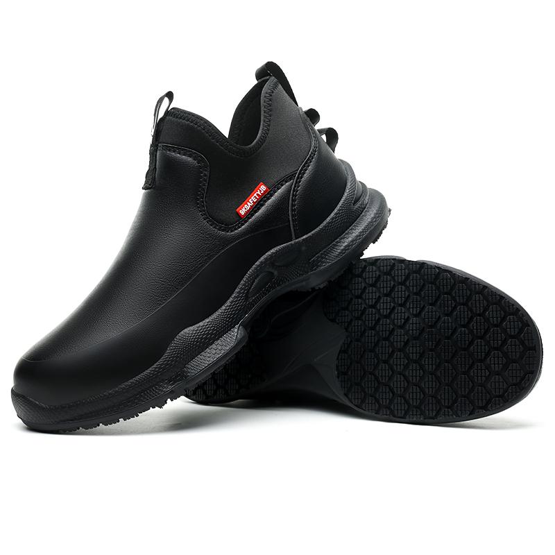 Fashion Chef Shoes Four Season New Anti Slip Oil Resistant Plus Size Business Casual Men's Work Leather Shoes Fashion Comfort Soft Soled