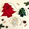 Xmas Tree Velvet Drawstring Bag Colorful Pom Pom Bell Decor Christmas Eve Gift Candy Storage Pouch Hanging Decoration Ornament 7