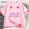 EnderUnisex Eyes Game Tshirts Funny Design Cotton Short Sleeve T Shirt Casual Round Neck Loose Graphic Tees Harajuku Clothes