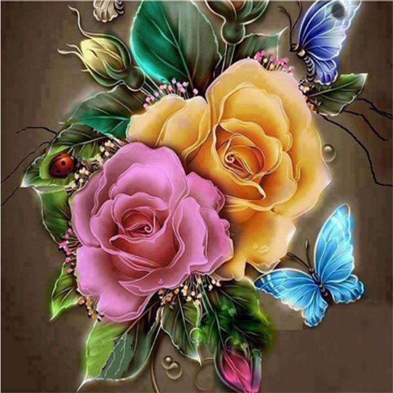 Huacan DIY 5D-Diamantgemälde, Blumen, Teilbohrer, Kreuzstich, Handarbeiten, Basteln