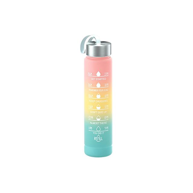 Large Capacity Sports Water Bottle With Straw Portable Handle Heat-resistant Outdoor Frosted Plastic Gradient Color Space Kettle
