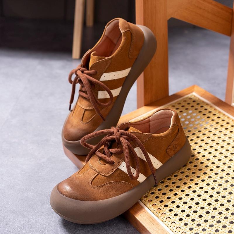 Casual shoes leather women's shoes four seasons low-top versatile German training shoes