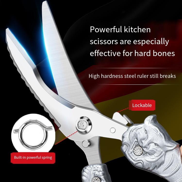 1PC Aluminum Handle Stainless Steel Strong Chicken Bone Scissors Household Multi-functional Scissors Chicken, Duck and Goose Bone Scissors