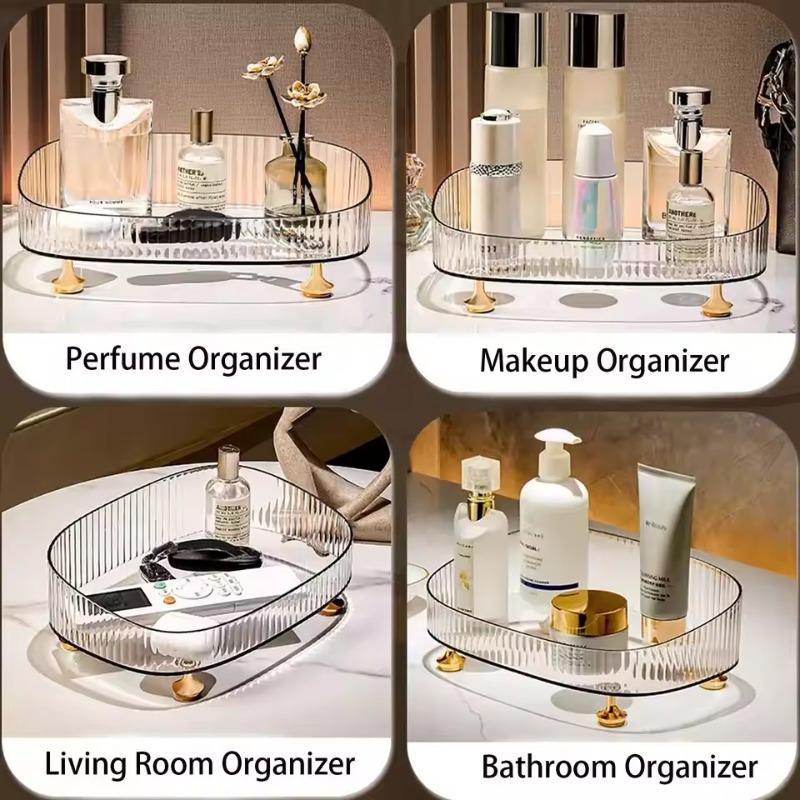 Bathroom Vanity Tray Large Capacity Perfume Organizer for Dresser Clear Desktop Storage Box for Lotion Bottle Cosmetics Skincare