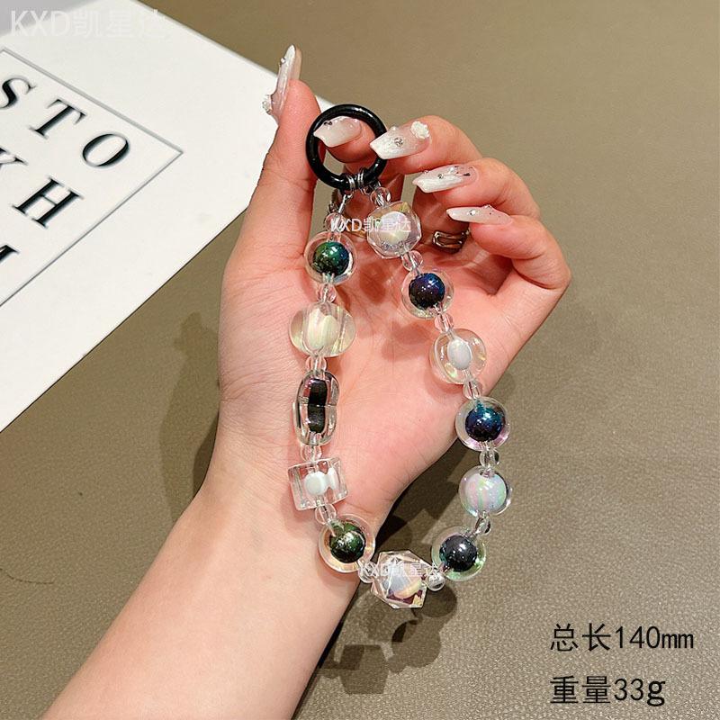 New Ins Style Short Beaded Bowknot Wrist Strap Chain Universal Bracelet Phone Pendant for Women