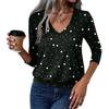 Women's Fashion Casual V-Neck Three-Quarter Sleeve Print Top