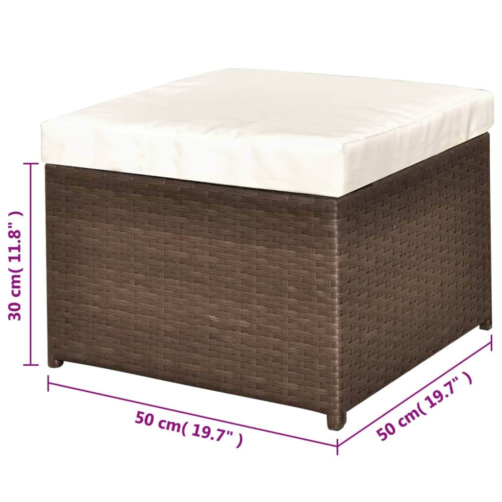 4 Piece Garden Lounge Set with Cushions Poly Rattan Brown