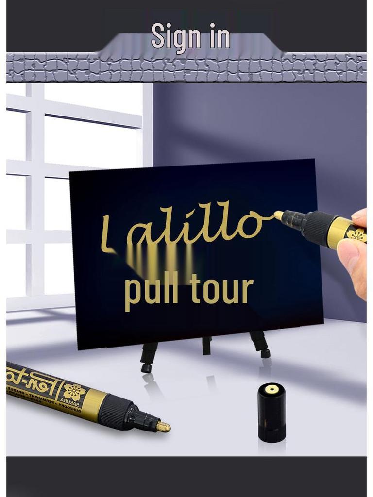 Japan Sakura Gold & White Oil-Based Paint Pen Set for Black Card Art & Drawing