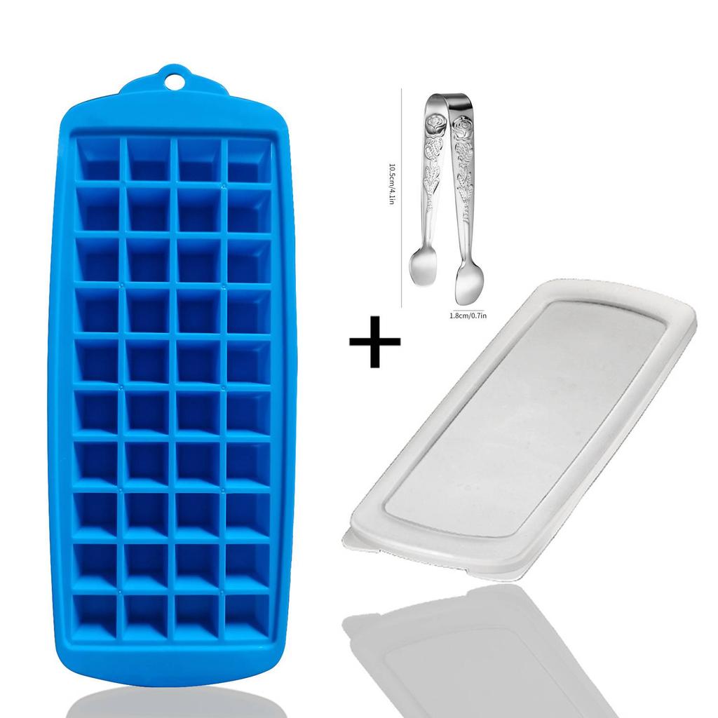 Långsmal Silikonform för Isbitar Pop Out Plastisbitsbricka med Lock Återanvändbar Isglassform Lättsläppt Barkitche