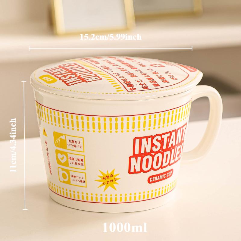 Instant Noodles Ramen Cup Ceramic Windows Microwave Safe Tableware Japanese-style Ramen Bowl Hetbahn Noodle Bowl Cute Tableware