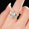 CAOSHI Brilliant Round Cut Cubic Zirconia Rings for Women Two Tone Geometric Design Finger Accessories for Wedding Party Jewelry