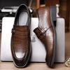 New for Men Leather Casual Shoes Stone Pattern Pointed Toe Dress Shoes Business Leisure Shoes Big Size