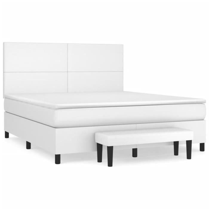3137552 vidaXL Divan Bed with Mattress White 160x200cm Faux Leather
