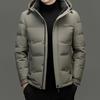 Men's Stylish Business Casual White Duck Down Hooded Jacket - Winter Warm Outerwear for Mid-Aged and Young Men