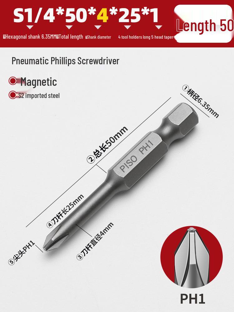 Hexagonal Magnetic Pneumatic Air Screwdriver, S2 1/4 Electric Bit Set