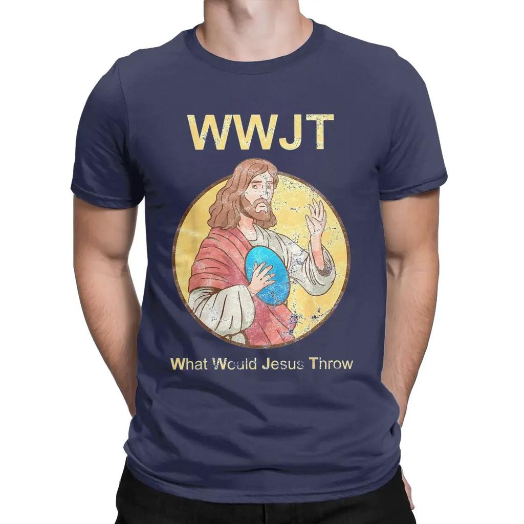 Men's T-Shirts What Would Jesus Throw Golf Disc Humerus Golfer Pure Cotton Tee Shirt Short Sleeve T Shirts Crew Neck Clothes