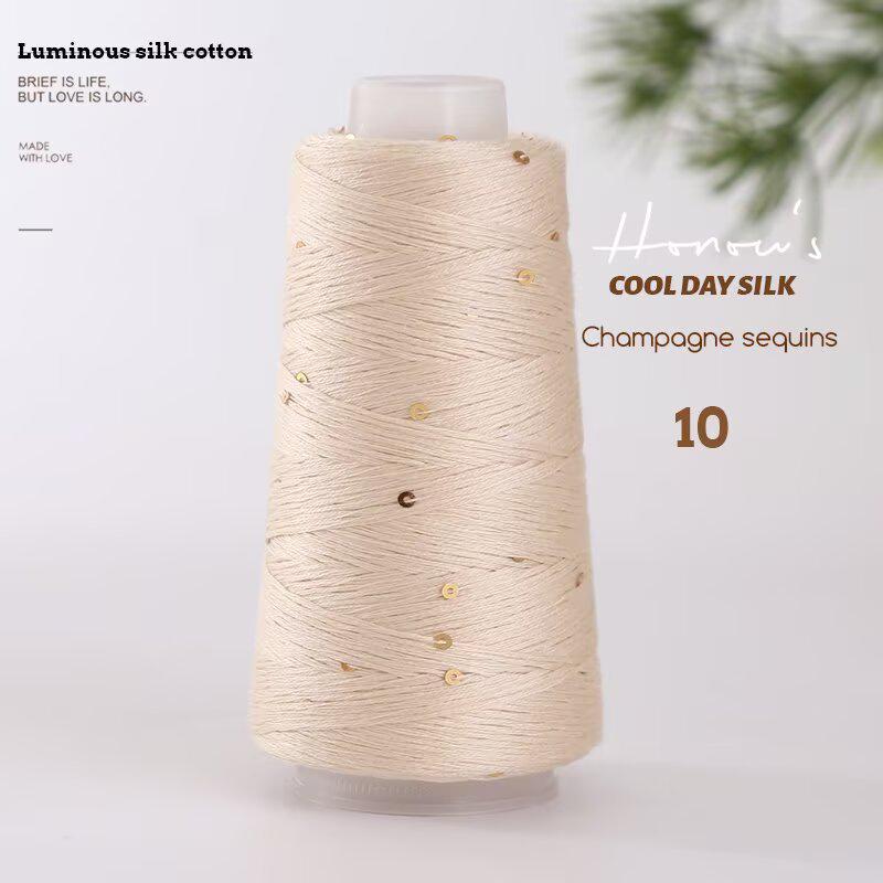 Tencel Sequin Silk Thread DIY Knitting: Summer Wool English No-Label Hat & Baby Short Sleeve.