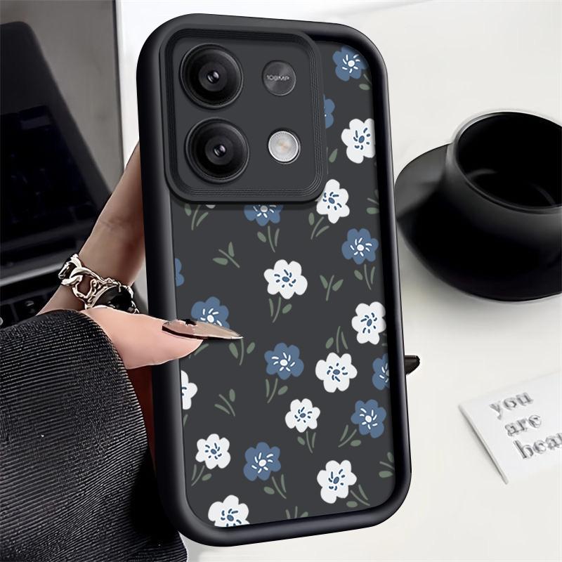 Blue White Flowers TPU Case For Xiaomi Redmi Note 13 14 Pro Plus 12 13 14 5G 13C Poco X6 X5 M6 F6 14T 13T Pro Soft Phone Cover