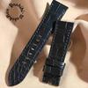 Used Cro-2106 Crocodile Watch Strap Black (lug Width 22 Mm - Buckle Width 20 Mm)