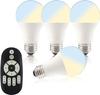 Kyodo Lighting 4-Pack LED Bulbs, 40W Equivalent, E26 Base, Dimmable, Color Temperature Adjustable, with Remote Control, GT-B-6WT2-4B-Y, Wide Beam