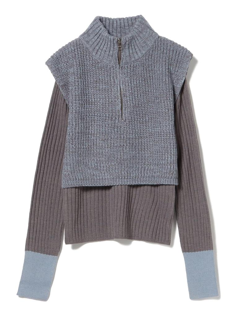 Knit Half Zip Knit CHARCOAL GRAY ONE SIZE [Beams Heart] L/S (Set Item) Women's