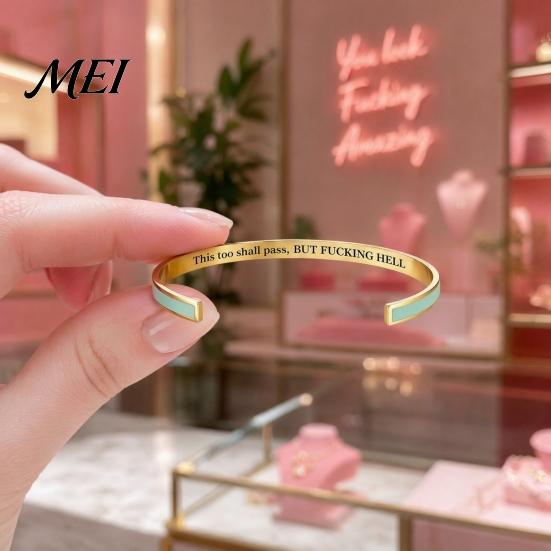 Bracciale Promemoria Resilienza Questo Passerà Anche Questo Bracciale a Manetta con Mantra, Messaggio Nascosto Inciso Elegante Accessorio di Incoraggiamento Ispirazionale