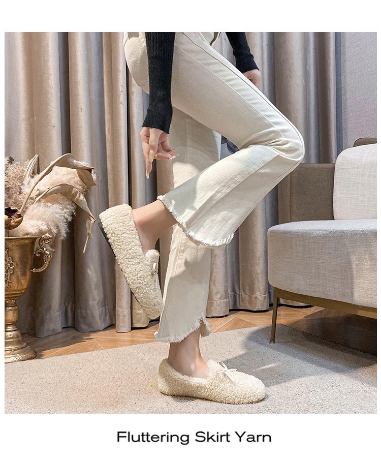 2025 Damen Fellige Lammwolle Schleife Herbst Winter Flache Freizeitschuhe