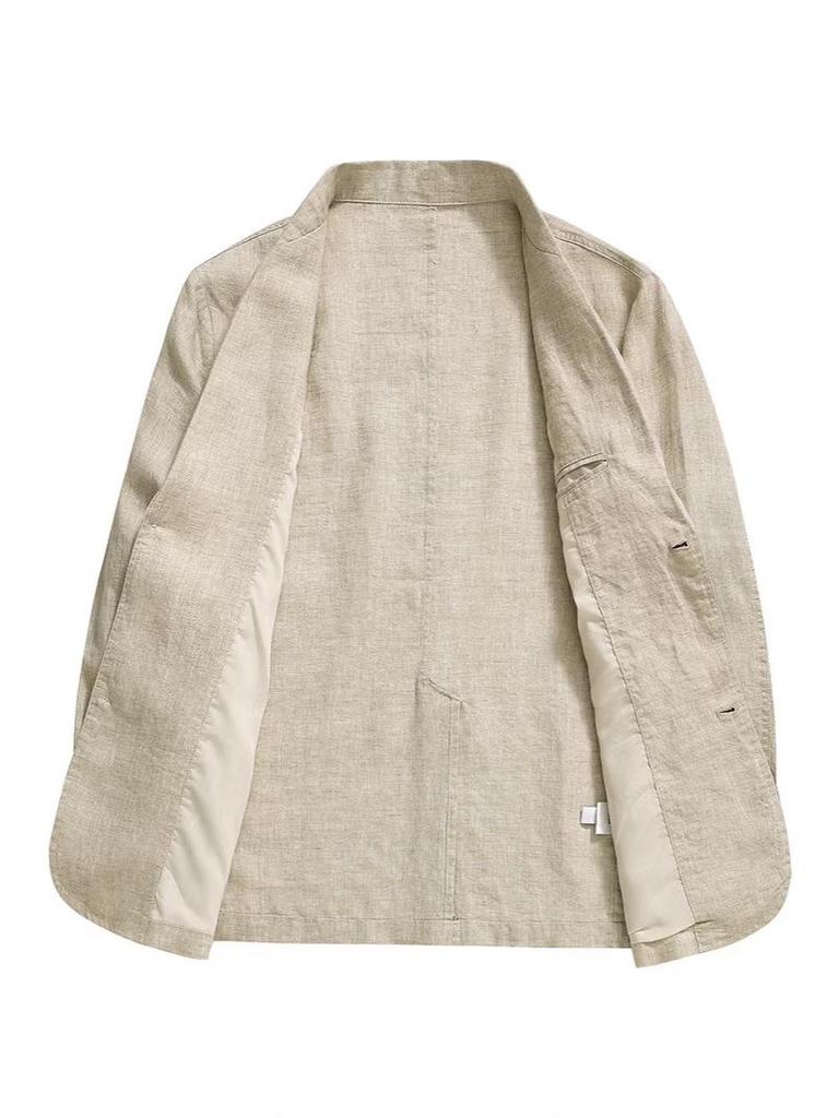 Men's Lightweight Linen Blazer - Light Blue, Breathable, Spring/Summer Casual Suit Jacket