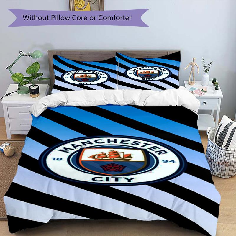 City Football Club Printed Pattern Duvet Cover Set – Includes 1 Duvet Cover and 2 Matching Pillowcases Bedroom Decor Christmas Gifts