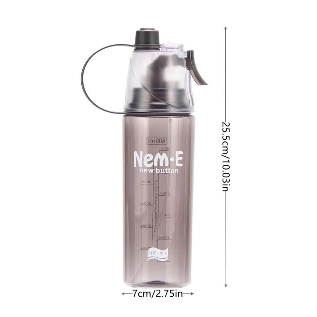 600ML Sports Spray Water Bottle Cooling Spray Cup Portable Outdoor Drinkware Large Capacity Fitness Travel Climbing Supplies
