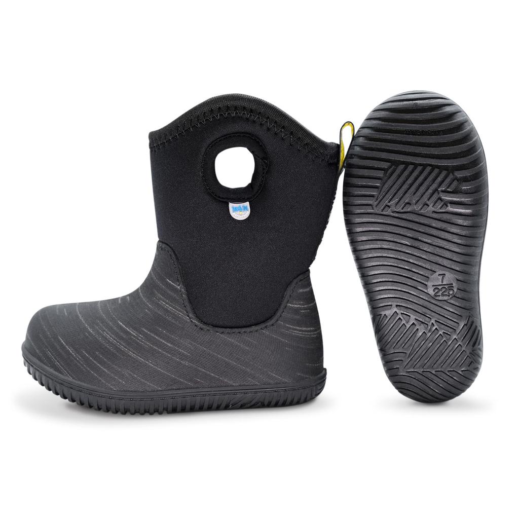 JAN & JUL Waterproof, Insulated, Sherpa-Lined Winter Rain Boots (Black Birch, Size 8, Toddler)