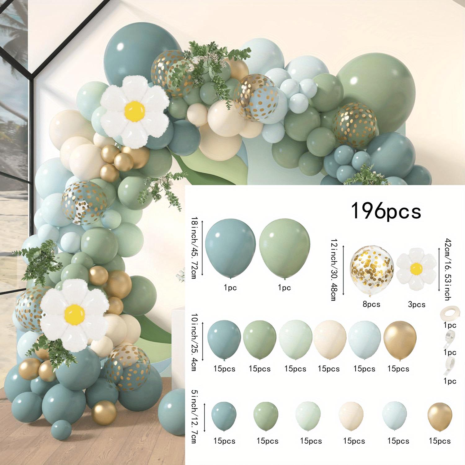 

196pcs grey blue and green balloons garland Kit Christening wedding bride Bohemian birthday party background decoration Other