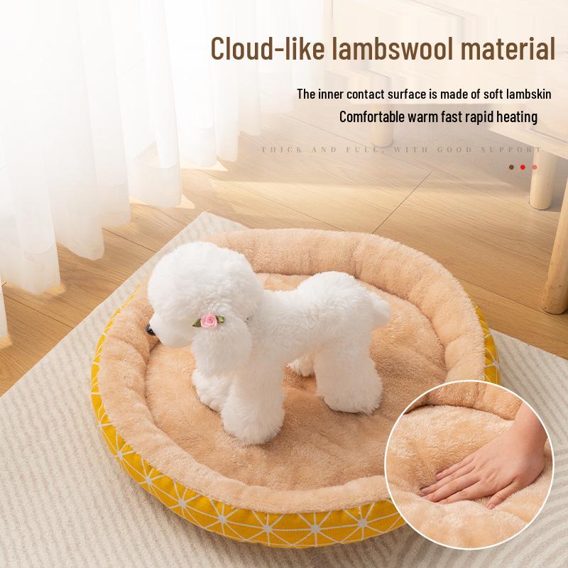 All-Season Cotton Linen Pet Bed - Round Cushion Nest for Cats & Dogs