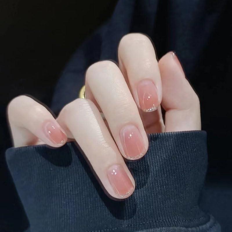 YINKE Nail Tips, 24 Pieces, Nail Tips, Short Nail Supplies, Spring/Summer, Round Tips, Popular, Japanese Style, Simple, Stylish, Short Atmosphere