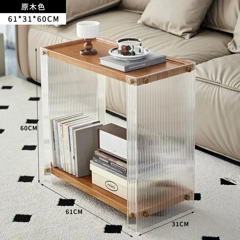 Transparent Acrylic Coffee Table, Double Layered Tea Table, Large Capacity Storage Rack, Living Room Side Table,Nordic Furniture