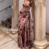Womens Sleeveless Floral Chiffon Maxi Dress High Waist Side Slit Vacation Beach Pink 2025