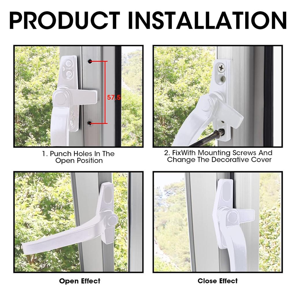 Upgraded Window Handle with Secures Grip Heat & Corrosion Resistant Smooth Handle Simple Installation for Household