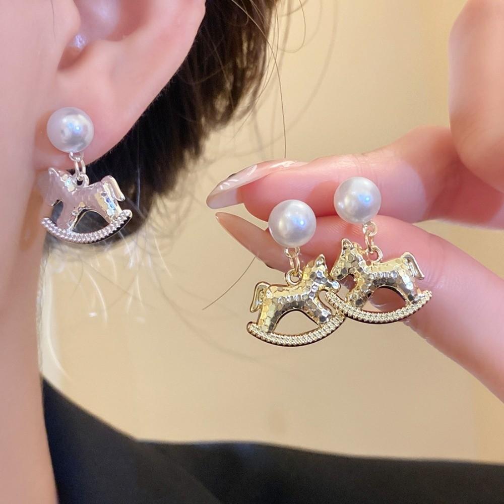 Fashion Jewelry Cartoon Horse Earrings Chinese Horse New Year Drop Earrings New Year Gift