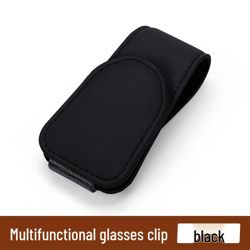 Multifunctional Car Visor Clip and Card Holder with Microfiber Leather