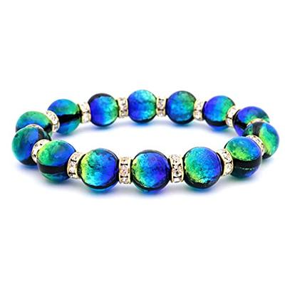 [GOLD STONE] Glowing Firefly Glass Bracelet with Kerama Marine Sparkle and Okinawan Power Stones, Inner Circumference Approx. 15cm