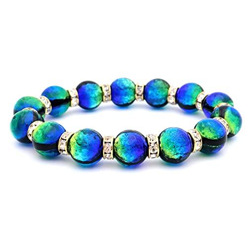 

[GOLD STONE] Glowing Firefly Glass Bracelet with Kerama Marine Sparkle and Okinawan Power Stones, Inner Circumference Approx. 15cm