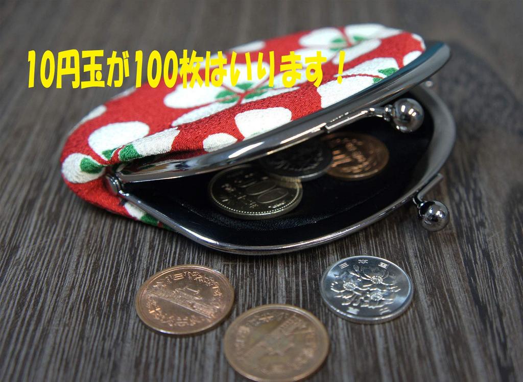 Round Clasp Wallet with Coin Japanese Made In Kyoto and Chrysanthemum [B-andyu] 3.3 Purse, Chirimen, Pattern, (Hydrangea (Navy))