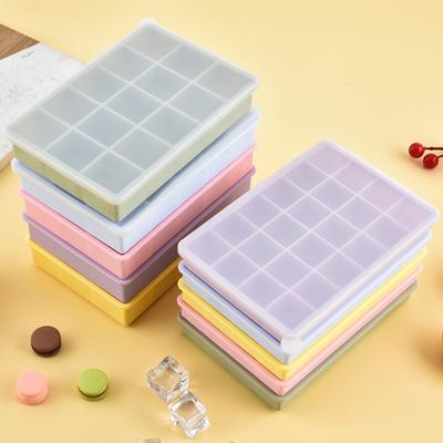 Eiswürfelschale aus Silikon mit Deckel, 15/24 Mulden, leicht zu lösen, BPA-frei, für den Sommer, Kühlschrank, Cocktail, Whiskey, Eismaschine, Pressform, Küchenbedarf