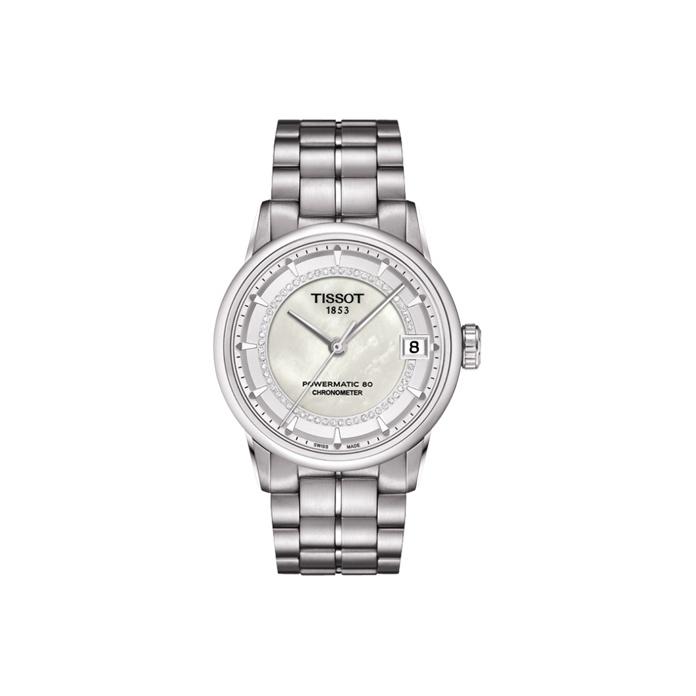 TISSOT  Collection Luxe Mouvement M&eacute;canique Automatique Montre Femme 33mm Cadran Blanc Bo&icirc;tier en Acier Inoxydable T086.208.11.116.00 Regular Watch Box white