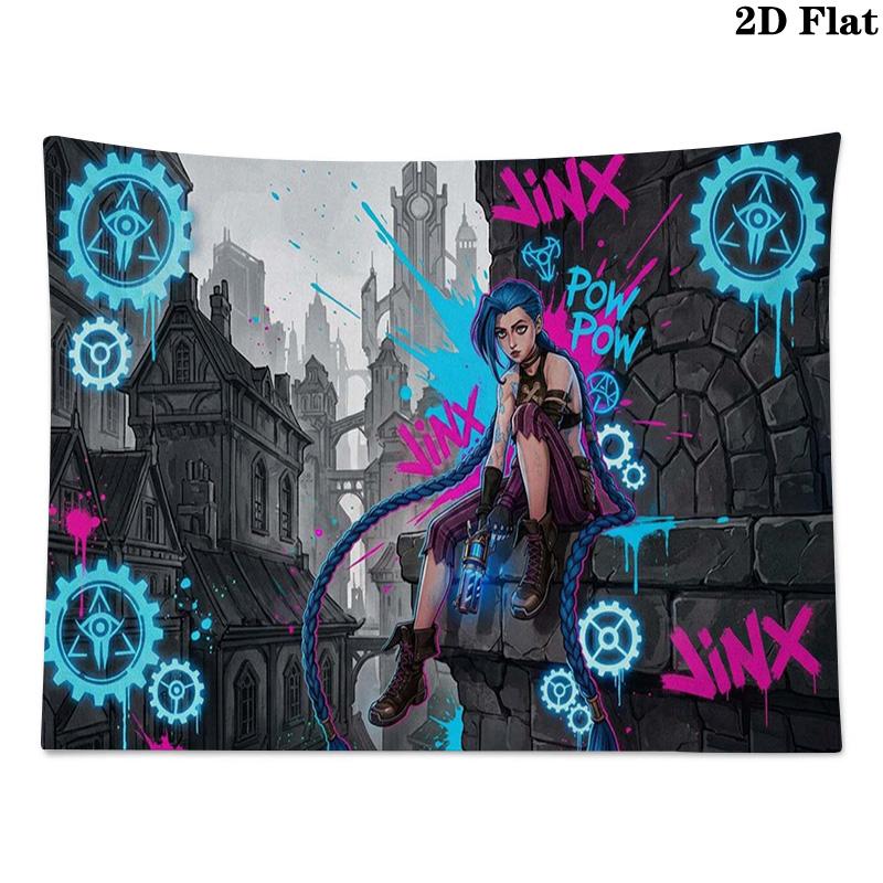 Jinx Wall Tapestry Aesthetic Wall Hanging Printed Fabric Blanket Decorative Tapestries for Bedroom Living Room Home Decor
