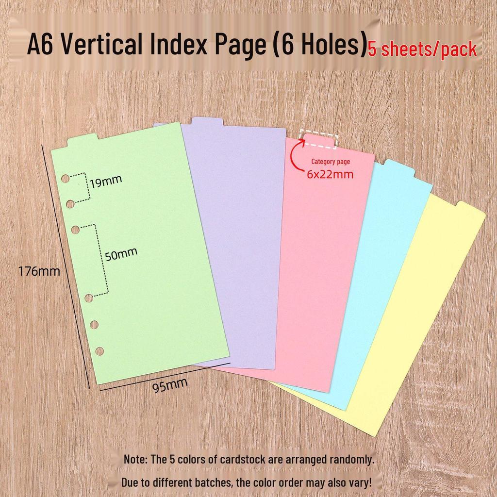 A5/A6 Standard 6-Loch Bunte Einleger für Reisehefte