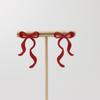Retro Red Ribbon Bow Earrings for Women - Chic, Versatile, High-End Style for Autumn/Winter