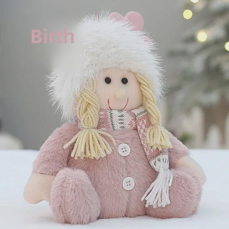 Růžový vánoční látkový panáček s parohy - Stojící ozdoba pro chlapce nebo dívku