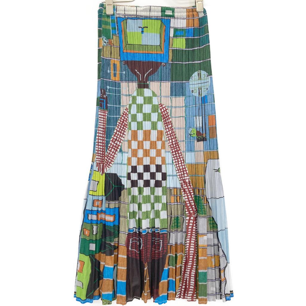 PLEATS PLEASE PP14-JG145 Multicolor Gradient Pleated Long Skirt skirt 2 multicolorUsed